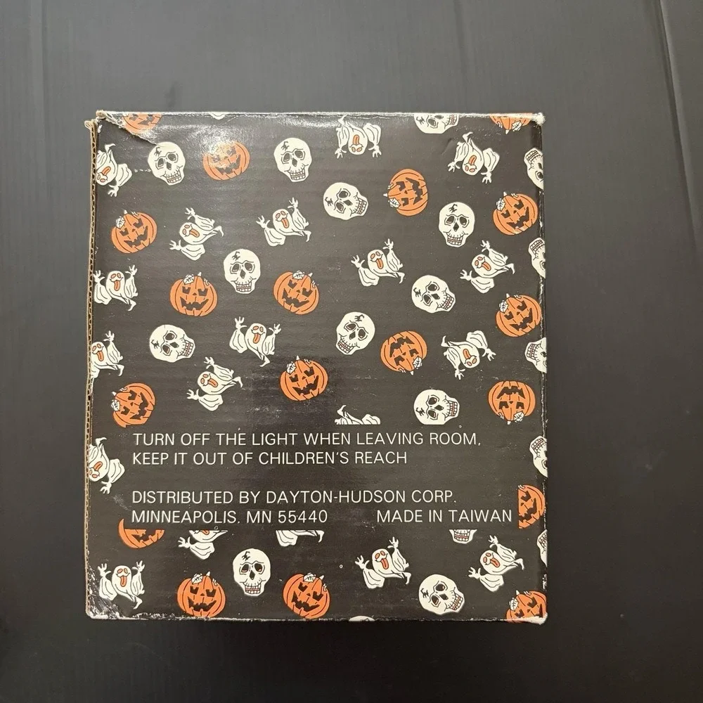 Vintage Halloween Tree Porcelain Night Light Pumpkin Skull Crow Works